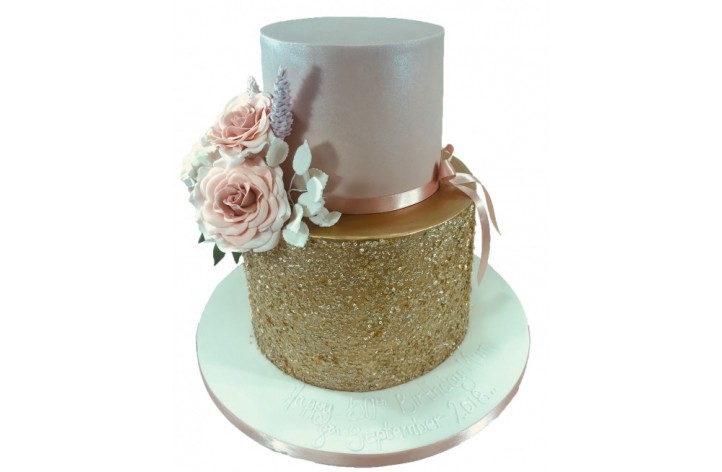 Tiered Sequins and Sugar Flowers